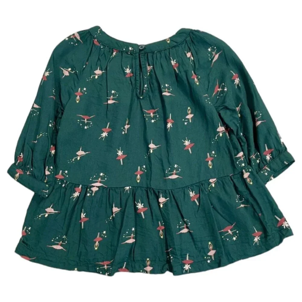 Old Navy 3T Green & Pink Ballerina Fairy Peplum Top